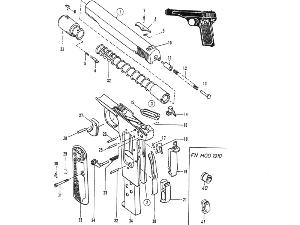 Vue éclaté FN Browning 10/22 cal. 7,65 + 9mmk