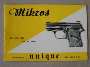 manuel d'utilisation Unique Mikros , 6,35 & .22 short